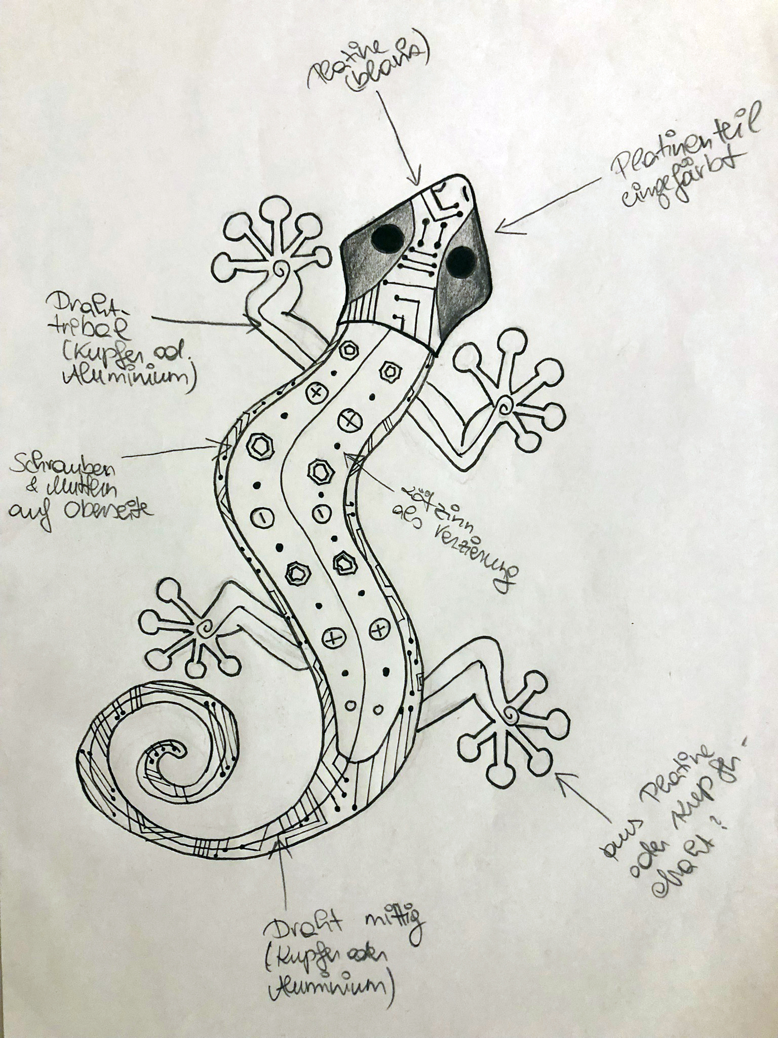 crazy mishka - kunstwerke - Gecko Skizze