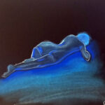 Aktübung mit blauer Kreide