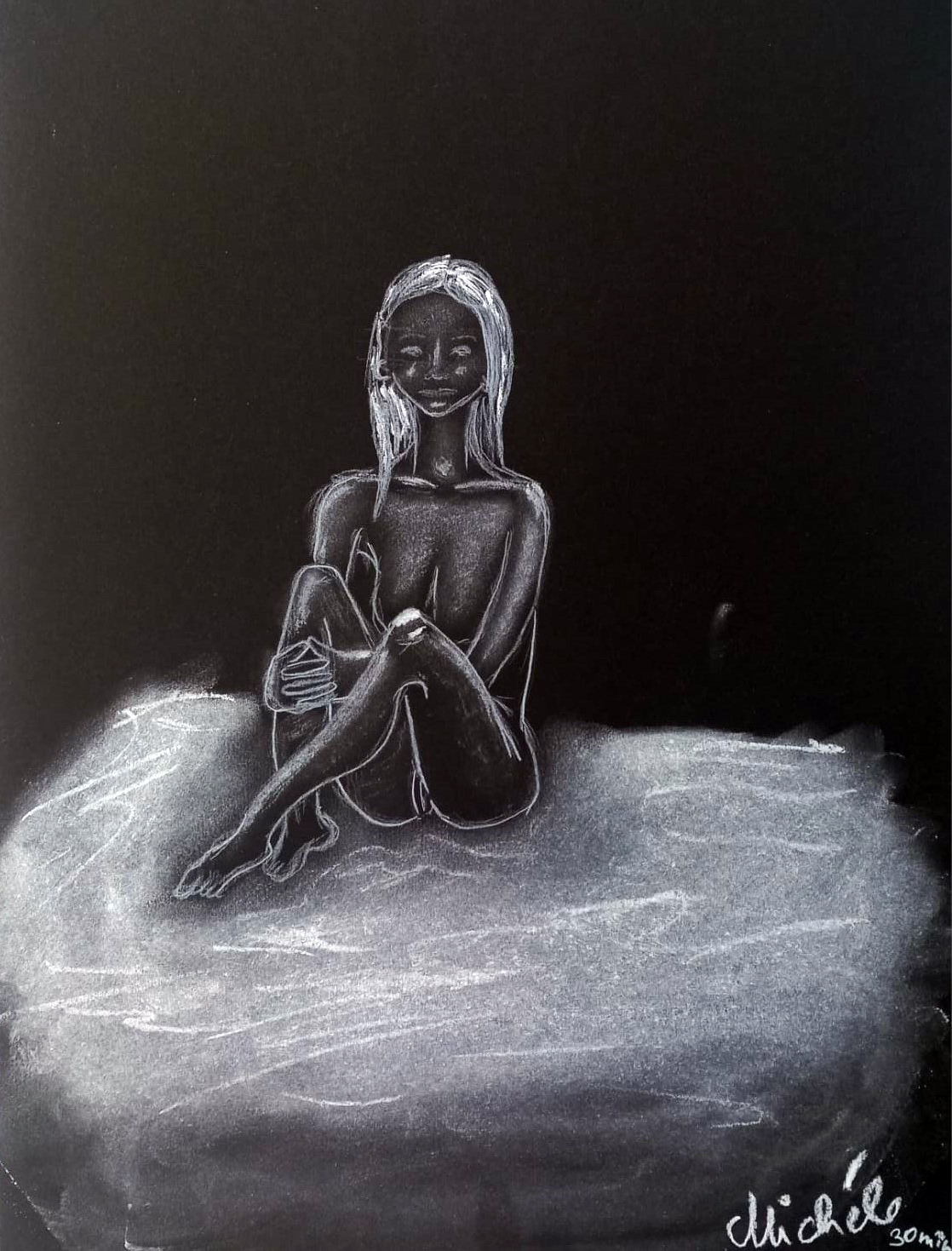 crazy mishka - kunstwerke - Aktübung mit weißer Kreide