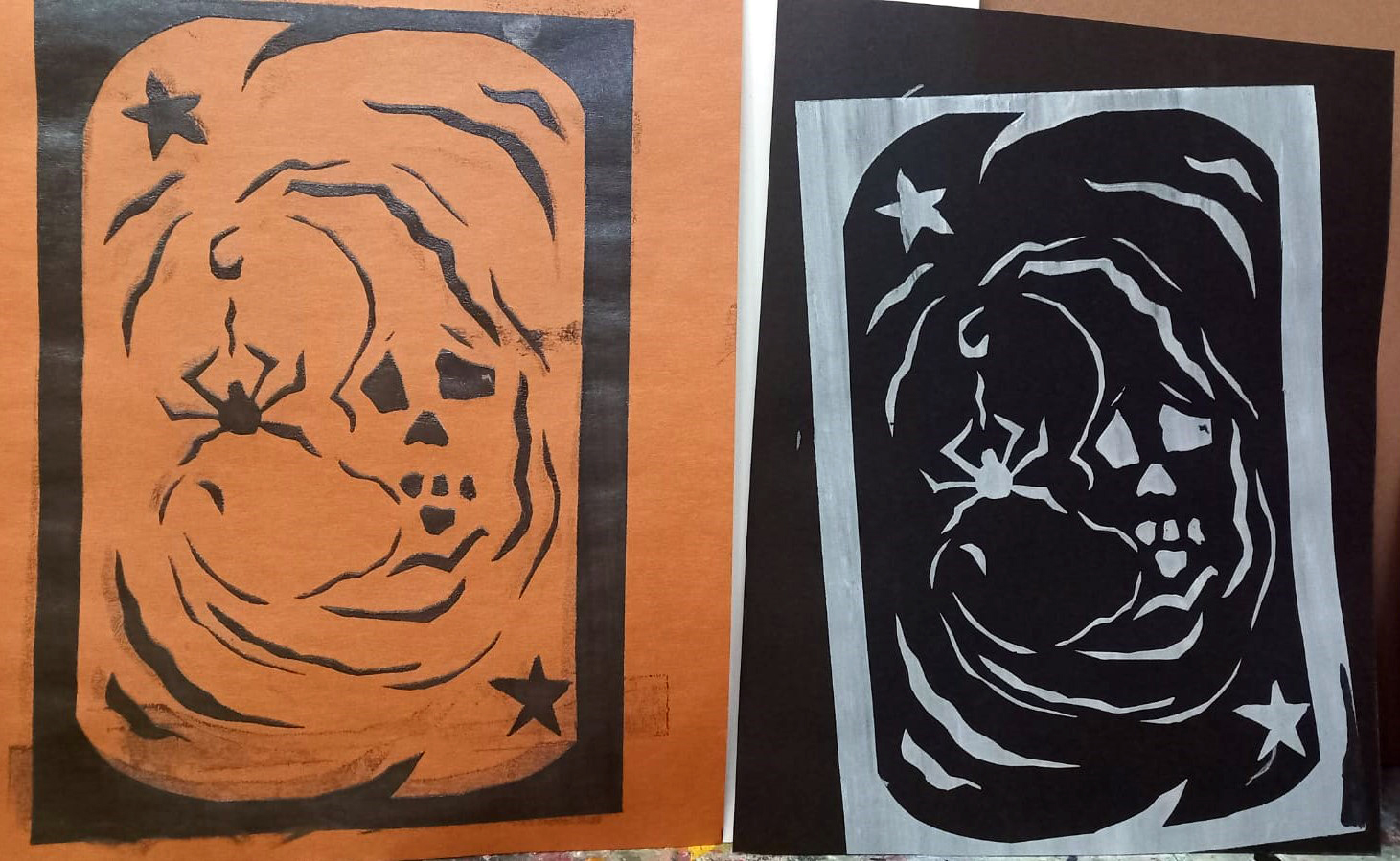 crazy mishka - kunstwerke - Der Mond und Frau Spinne (Siebdruck)